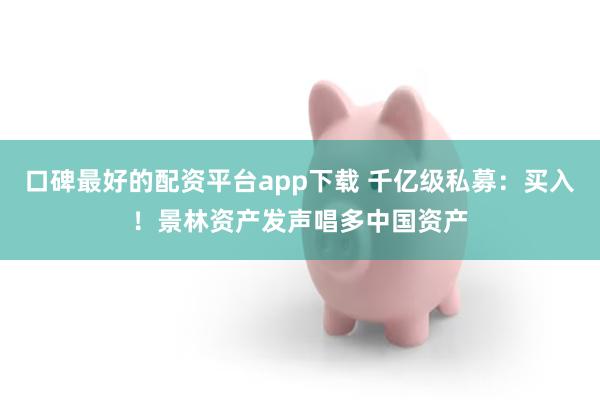 口碑最好的配资平台app下载 千亿级私募：买入！景林资产发声唱多中国资产