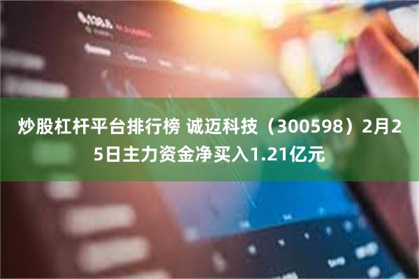 炒股杠杆平台排行榜 诚迈科技（300598）2月25日主力资金净买入1.21亿元