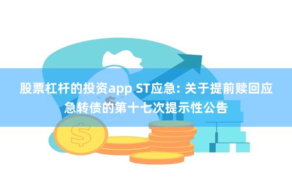 股票杠杆的投资app ST应急: 关于提前赎回应急转债的第十七次提示性公告