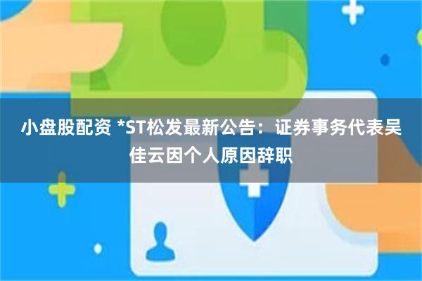 小盘股配资 *ST松发最新公告:证券事务代表吴佳云因个人原因辞职