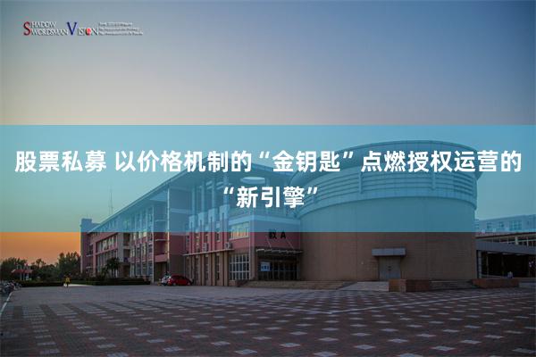 股票私募 以价格机制的“金钥匙”点燃授权运营的“新引擎”