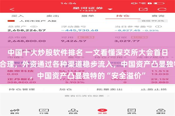 中国十大炒股软件排名 一文看懂深交所大会首日:市场整体估值合理,外资通过各种渠道稳步流入,中国资产凸显独特的“安全溢价”