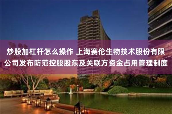 炒股加杠杆怎么操作 上海赛伦生物技术股份有限公司发布防范控股股东及关联方资金占用管理制度