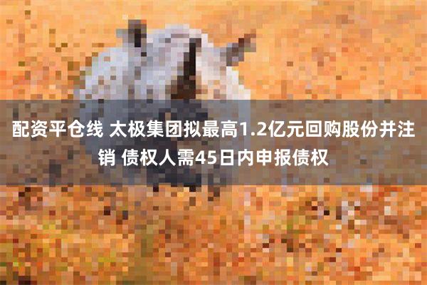 配资平仓线 太极集团拟最高1.2亿元回购股份并注销 债权人需45日内申报债权