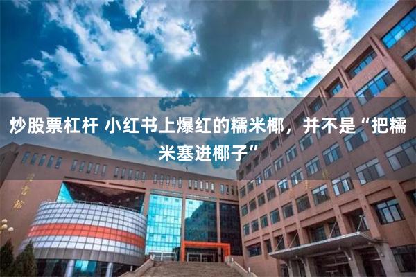 炒股票杠杆 小红书上爆红的糯米椰，并不是“把糯米塞进椰子”