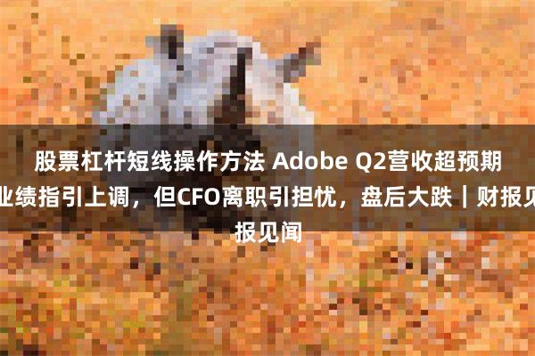 股票杠杆短线操作方法 Adobe Q2营收超预期,业绩指引上调,但CFO离职引担忧,盘后大跌|财报见闻