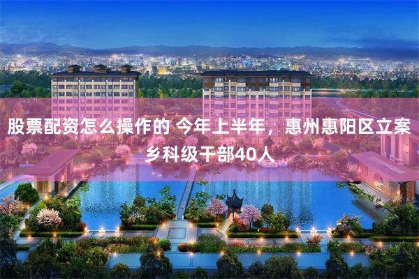 股票配资怎么操作的 今年上半年，惠州惠阳区立案乡科级干部40人