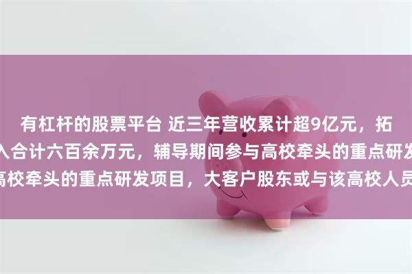 有杠杆的股票平台 近三年营收累计超9亿元，拓展国际市场背后外销收入合计六百余万元，辅导期间参与高校牵头的重点研发项目，大客户股东或与该高校人员“同名”