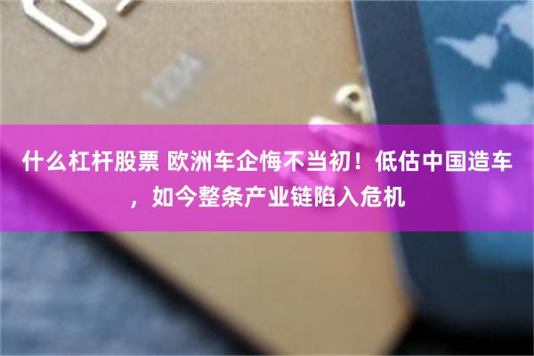 什么杠杆股票 欧洲车企悔不当初！低估中国造车，如今整条产业链陷入危机